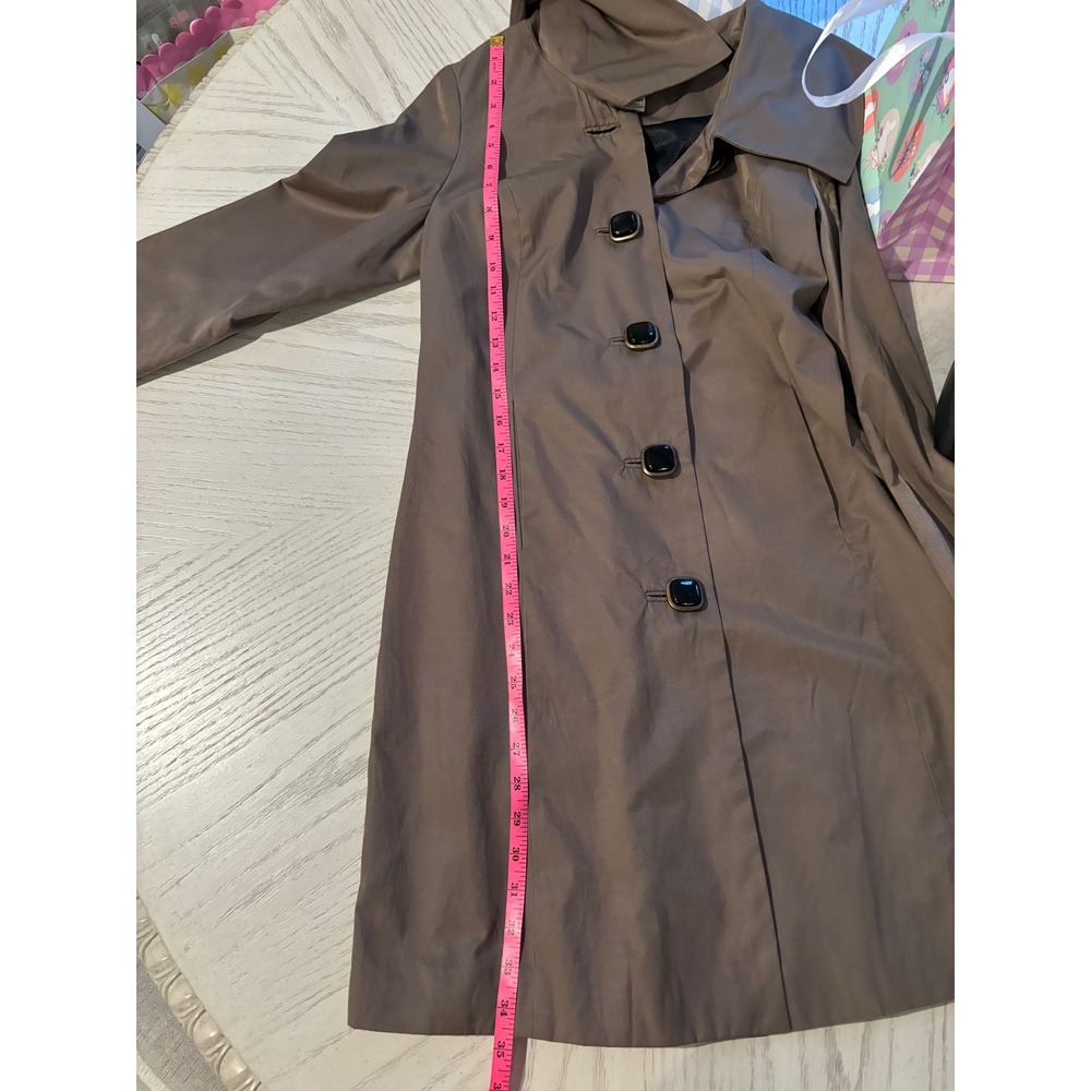 Vintage Vertigo Paris Womens Brown Portrait Collar Bow Back Trench Coat Size S - Picture 8 of 8